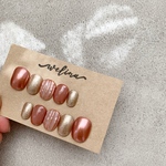 コッパーピンクとオレンジ🍊のニュアンス ネイルチップ〈 ネイル ネイルチップ 春 夏 秋 冬  ニュアンス ピンク オレンジ ミラー お呼ばれ  成人式 〉