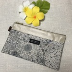 マスクポーチ　マスクケース　通帳ポーチ　リバティ　アデラジャ　グレー