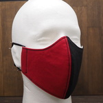 即納　マスク　岡山倉敷帆布11号黒×濃赤×ビンテージレプリカスレキ　立体マスク　かっこいいシルエット