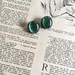 9149 フランス ヴィンテージボタン 21×20mm 2個 ダークグリーン