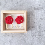 水引梅結びイヤリング（紅）