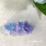 咲き乱れる紫陽花バレッタ(夜雨色)