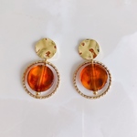 琥珀サークル×ゴールドフープピアス／イヤリング