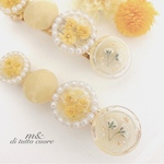 ○と黄色とお花バレッタ/ヘアクリップ