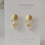 ツートンカボションの2wayイヤリング