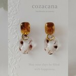 べっ甲カボションのクリアチェーンイヤリング/ピアス