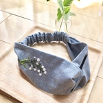 手縫い刺繍入り＊大人のクロスヘアバンド(little  flower)