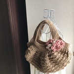 ＊受注制作＊LLsizeお花いっぱいころんっと可愛い麻ひもグラニーバッグ＊たっぷり大きめバッグ＊