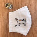 三毛猫手刺繍マスク②
