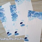 消しゴム版画「一筆せん（雨の空模様）」