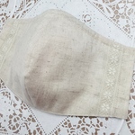 薄手コットンリネン&wガーゼ♡フラワーのフレンチレース♡立体マスク♡75