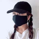 男女兼用クールな黒マスク/ラフィネ風素材でcoolに決める！息がしやすい洗って使える夏用マスク！