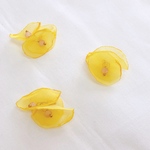 (4pcs)イエロー＊シフォンフラワー＊
