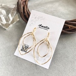 ゴールドフープピアス ピアス ゴールドピアス シンプルピアス リング  大ぶり 上品 イヤリング 樹脂ピアス チタン サージカルステンレス アレルギー対応 メタル/ゴールドツイストフープの２連ピアス/
