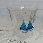 ニャンドゥティ 扇ピアス 水色×青 