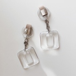 クリア×フェイクレザー　ピアス/イヤリング