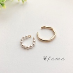 再販2☆2点セット イヤーカフ ♡ゴールド五角形&パール スワロフスキー シンプル つけっぱなし オシャレ オフィス 