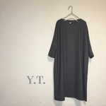 wool100%  charcoal gray ドルマンスリーブワンピース