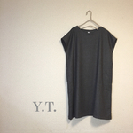 wool 100% charcoal  gray フレンチスリーブ ワンピース
