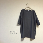 wool100% charcoal  gray ドロップショルダー チュニックワンピース