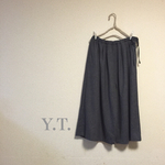 wool100% charcoal  gray タックギャザー ガウチョパンツ