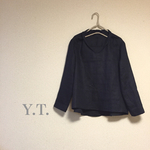 navy リネン ブラウス