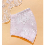 接触冷感生地　コットン100%  夏用マスク　ワイヤー入り　花刺繍のマスク　レース　布マスク　おしゃれマスク　マスク　通気性があり軽い