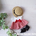 ワンピ&麦わら帽子＆ブーツの3点セット　メルちゃん服　レミンちゃん服　ネネちゃん服ソランちゃん服　ネネちゃん服　めるちゃん