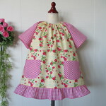 110size＊夏の半袖スモック《 ストロベリーパーティー💛クリームイエロー 》