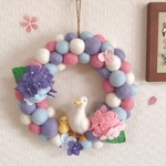 アヒルの親子と紫陽花リース(S)