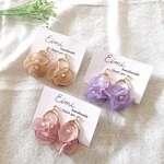 【EIMI】ゴールドフープ×シフォンフラワー＜ベージュ＞ ＊ ピアス/イヤリング