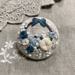 リースブーケ　お花の刺繍ブローチ/ヘアゴム
