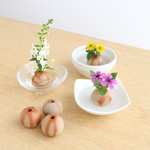 備前焼の一輪挿し　穴あき玉（３個セット）　緋だすき