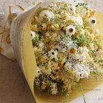 送料無料！ドライフラワーの野の花スワッグ・イエロー×ホワイト