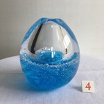 吹きガラス　スカイブルー　卵型　泡入り　花びん 4