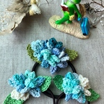 【送料込み】リンクコーデ♡紫陽花のヘアゴム（ブルー）