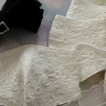 接触冷感マスク　夏向けレース立体マスク　ホワイト刺繍柄　