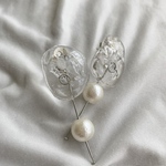 シルバークリアピアスパール付【ハンドメイド】