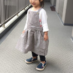 秋色ギンガムチェックの前あて付きスカート