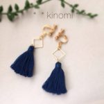 《再×4》秋色♡タッセルとゴールドダイヤのイヤリング＊＊blue