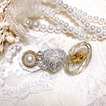 アンティークホワイトゴールドハートとローズのバレッタ