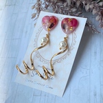 ハート薔薇♡くるくるメタルのピアス/イヤリング