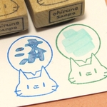 ねこ ふきだし・ゴム版はんこ