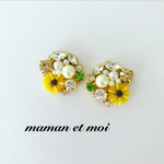 向日葵♡大ぶりビジューピアス(イヤリング)
