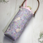保冷シート付きペットボトルカバー《お花畑のうさぎ🐰ブルー》