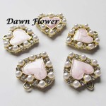 【D-0028】5pcs　ハート　ラメ入り　22×20mm　ピンク　チャーム
