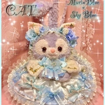 清純ブルー★幸せを運ぶ花猫シリーズ★水色×空色デコレーション★ポンチョ&ヘッドドレス★ステラルー用ドレスコスチューム