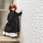 ビッグサイズのシャツワンピ(黒)