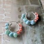 SV925 Larimer × pink coral フープピアス／イヤリング（ゴールド可）