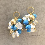 2pcs★delicious grape・ turquoise（ぶどうチャーム・ターコイズ&クリア アクリルビジューミックス）